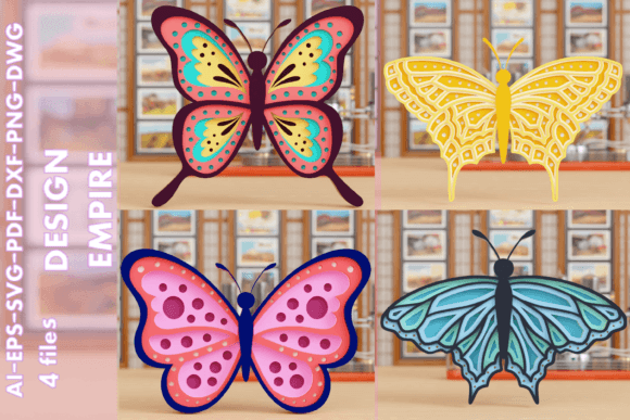 3D Butterfly Paper Cut SVG File V2