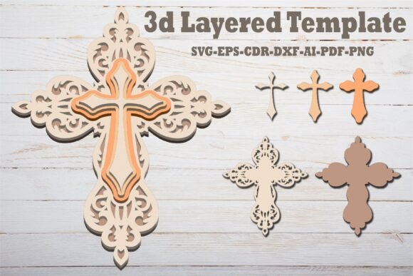 3d Layered Cross SVG EPS Template