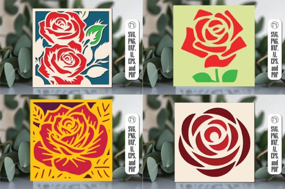 3D Rose Paper Cut SVG Cut File Bundle
