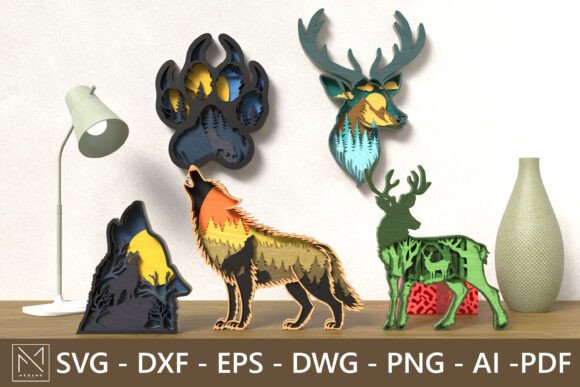 5 Wildlife Layered SVG Bundle Laser Cut
