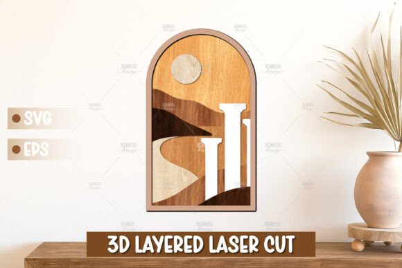 Ancient Columns at Sunset 3D Layered