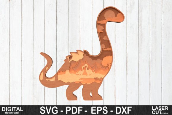 Brontosaurus 3D Layered SVG Art for Laser Cutting