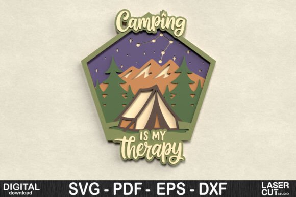 Camping Therapy Layered SVG Sign