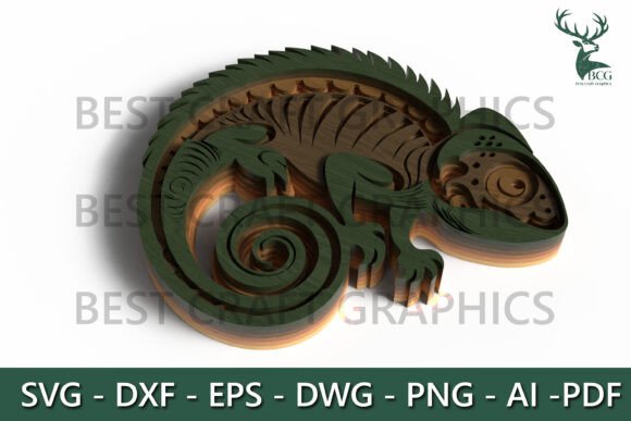 Chameleon Layered SVG Design for Laser Cutting