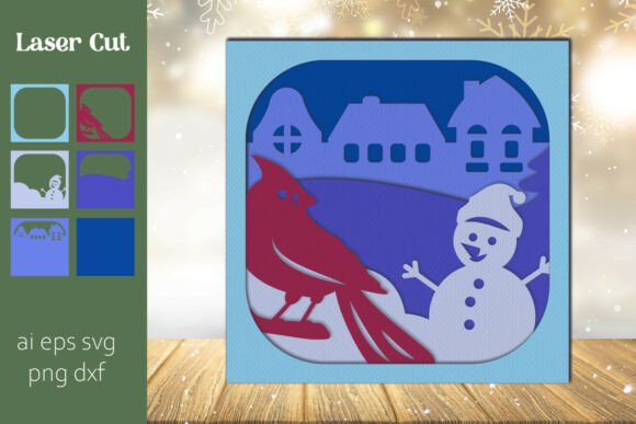 Christmas Shadow Box Svg, Winter Scene