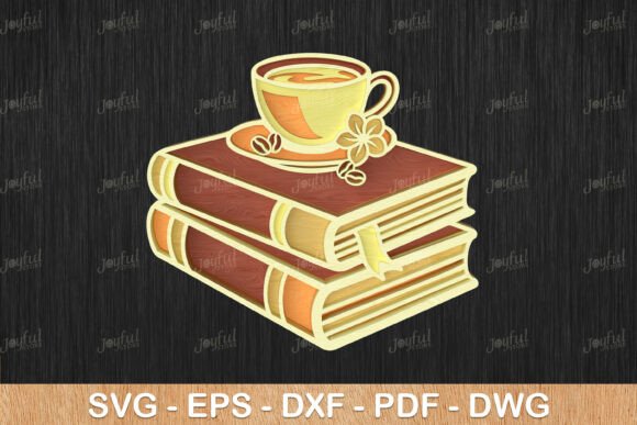 Coffee Books Layered SVG Design for Laser Cutting