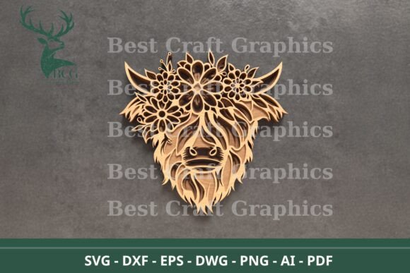 Cow Skull Layered SVG Cut Files for Laser Cutting