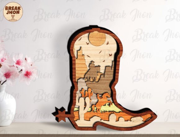 Cowboy Boots Layered SVG Cut File for Laser Cutting