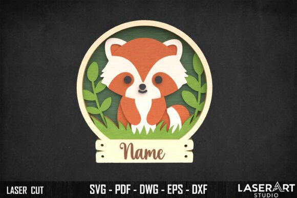 Cute Raccoon Name Sign - Layered SVG