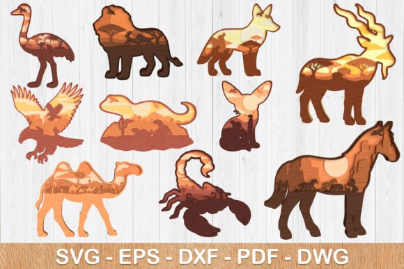 Desert Wildlife Layered SVG Bundle for Laser Cutting