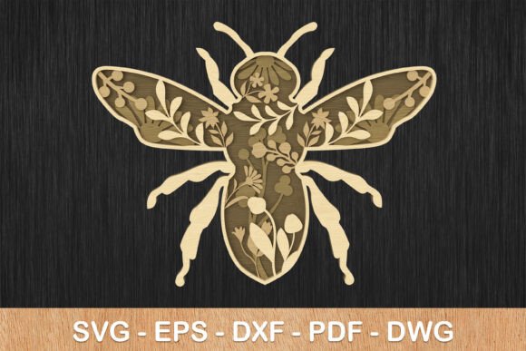 Floral Bee Layered SVG Laser Cut