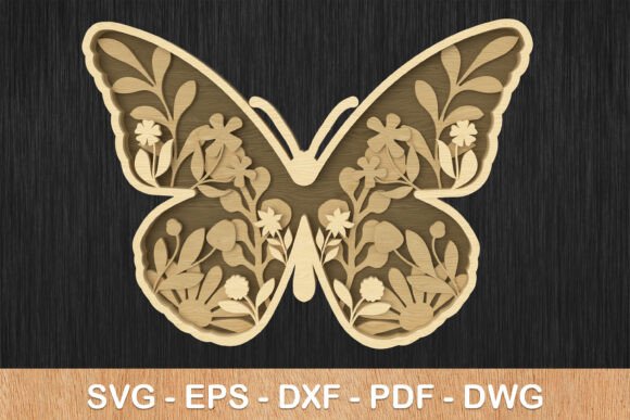 Floral Butterfly Layered SVG for Laser Cutting Wall Decor
