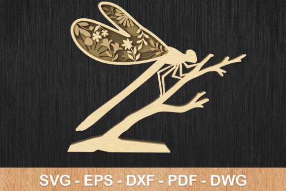 Floral Dragonfly Layered SVG for Laser Cutting Wall Decor