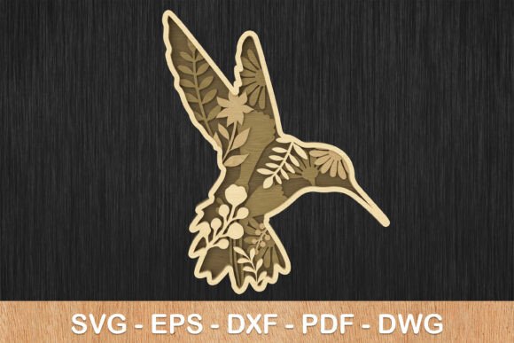 Floral Hummingbird Layered SVG Laser Cut