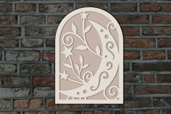 Floral Moon and Stars Layered SVG