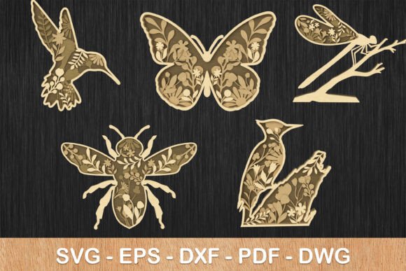 Floral Wildlife Layered SVG Bundle for Laser Cutting & Wall Decor