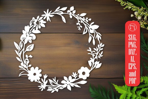 Flower Wreath Paper Cut SVG Cut File