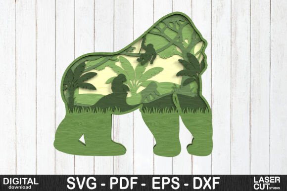 Gorilla Jungle Scene – Layered SVG