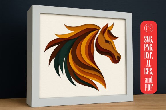 Horse Head 3D SVG Shadow Box