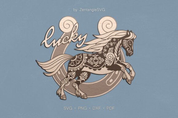 Lucky Horse Horseshoe 3D SVG Laser Cut