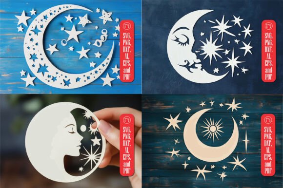 Magic and Celestial Paper Cut SVG Bundle