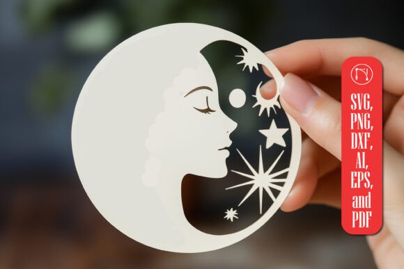 Magic and Celestial Paper Cut SVG for Laser Cutting Wall Decor