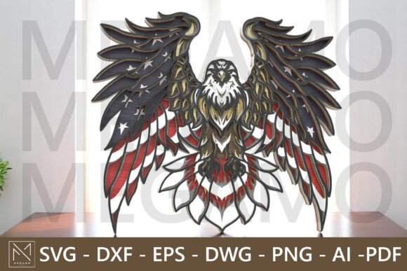 Majestic Eagle USA Layered SVG for Laser Cutting and Wall Decor