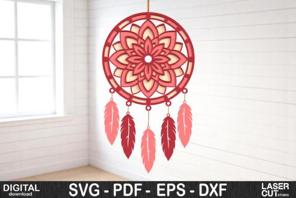 Mandala Dreamcatcher Layered SVG for Laser Cutting