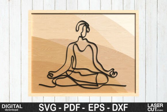 Meditation Line Art Layered SVG for Laser Cutting