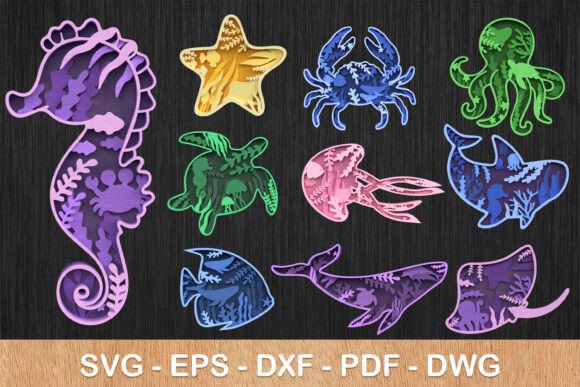 Ocean Animals Layered SVG Bundle