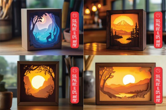 Paper Cut Natural Scene Shadow Box SVG C
