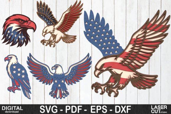 Patriotic Eagle Layered SVG Bundle for Laser Cutting