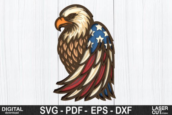 Patriotic Eagle Layered SVG Laser Cut
