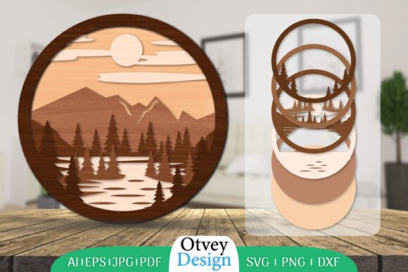 Sunset Mountain 3D Layered Lasercut