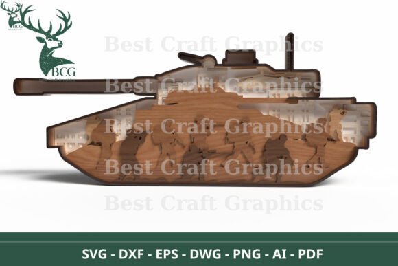 Tank Laser Cut Layered SVG Design