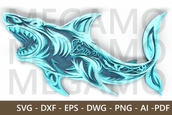 Tribal Shark Laser Cut for Wall Decor