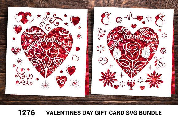 Valentine's Day Rose Heart Card SVG 1276