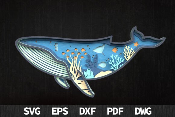 Whale Ocean Scene 3D SVG Cut for Laser Cutting